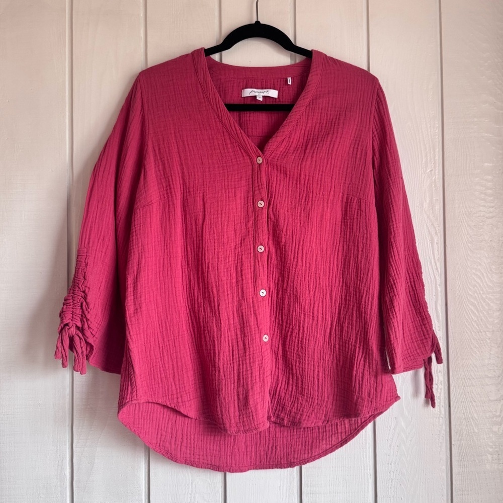 Foxcroft Button Down Cotton Gauze Blouse